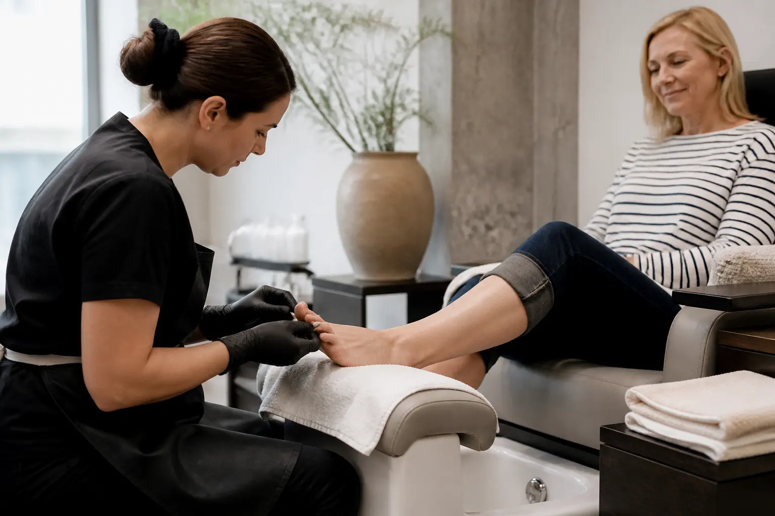 Supporting editorial photograph about professional pedicure for foot comfort