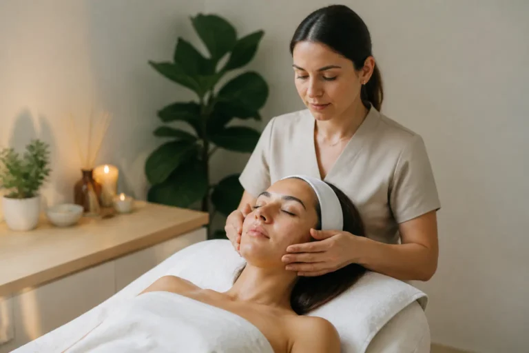 Editorial cover photograph about first facial appointment