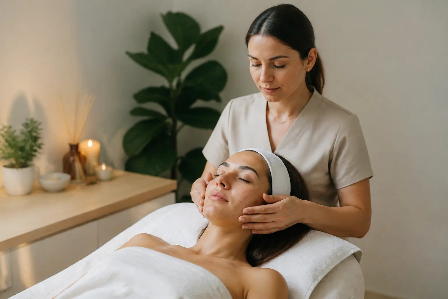Editorial cover photograph about first facial appointment